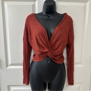 Burnt Orange Knit Cropped Sweater